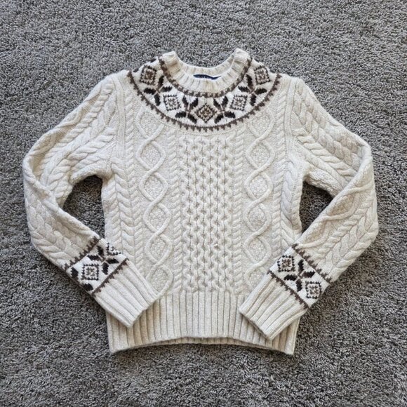 Polo Ralph Lauren - Nordic Fair Isle Aran Cable Knit Wool Sweater - XS - Picture 2 of 7